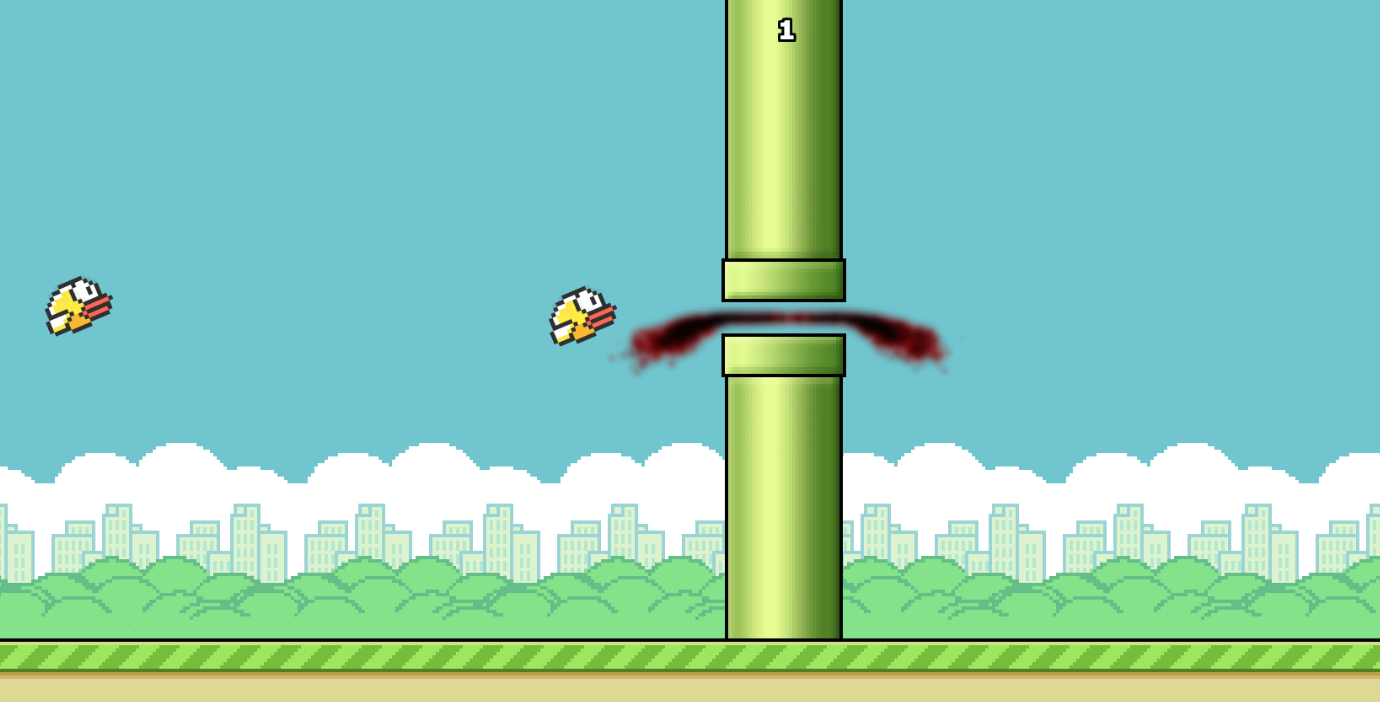 Här dör Flappy Bird.